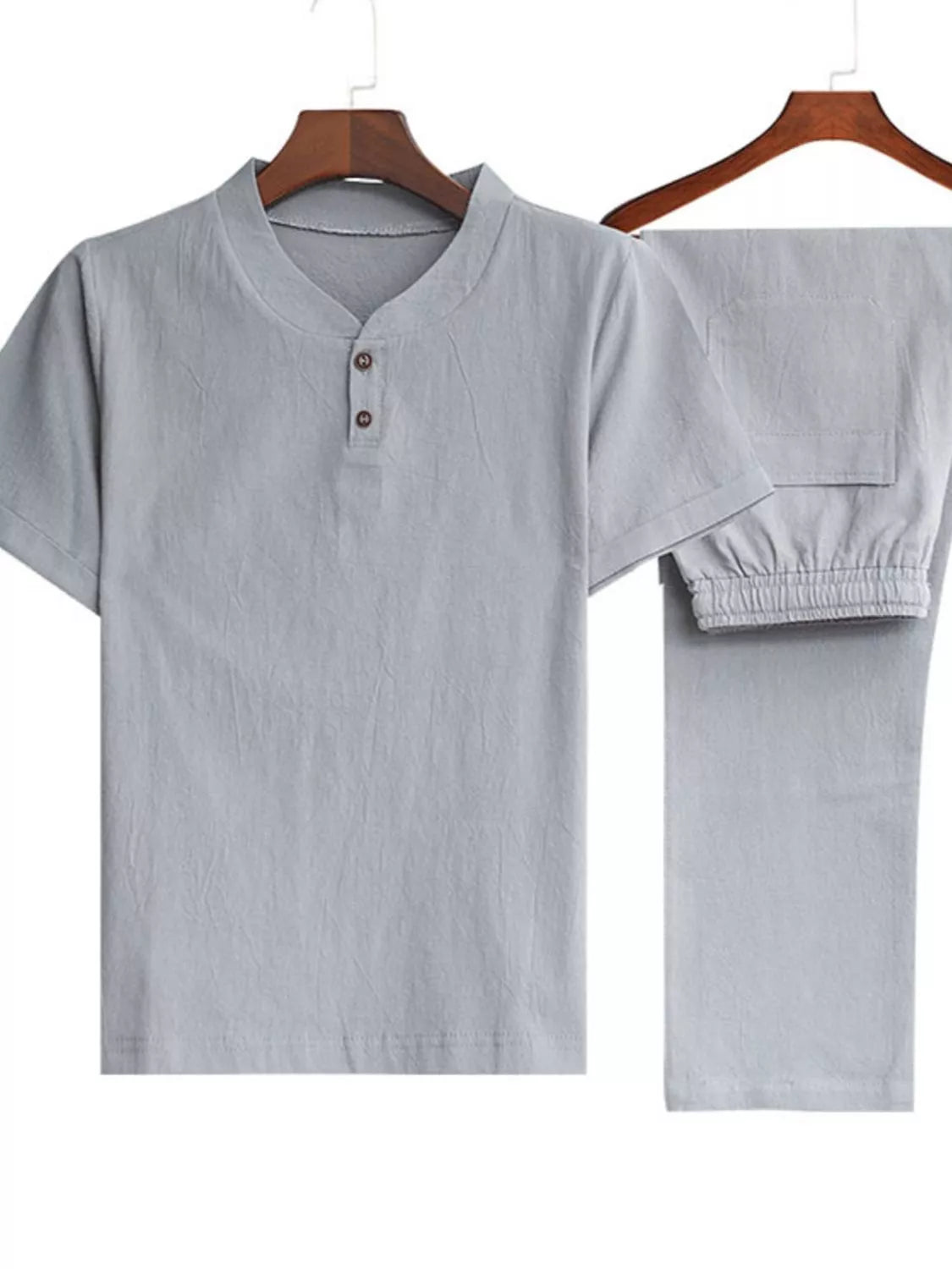 Men's Plus Size Casual Short Sleeve Top & Pants Set - cas7m