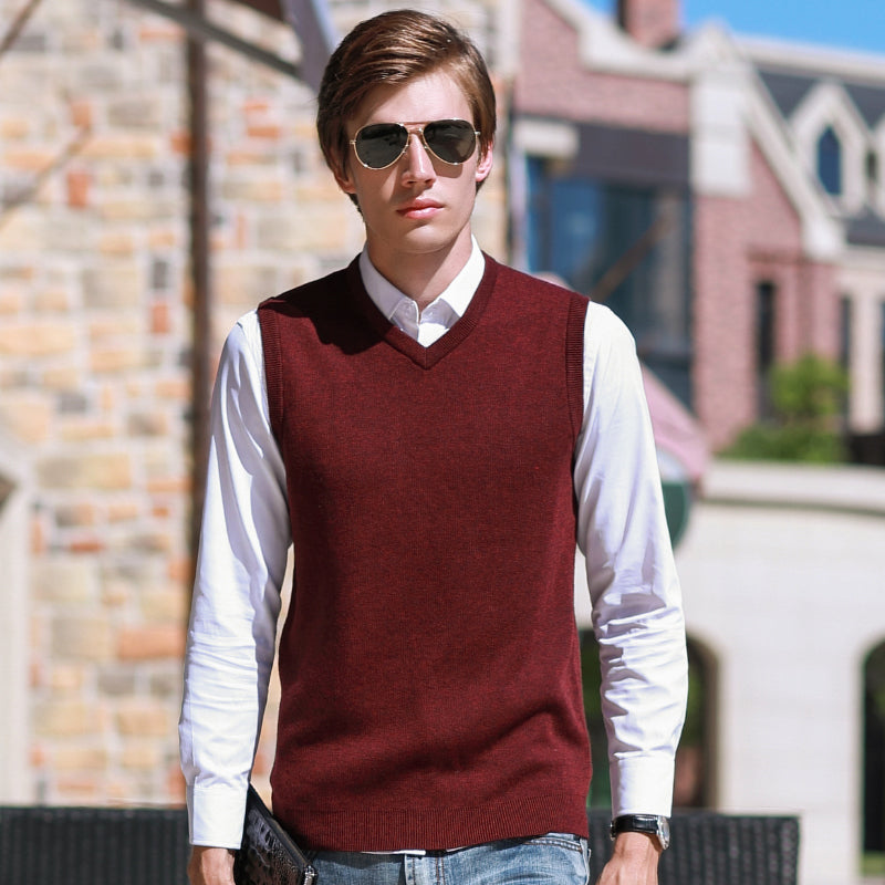 Sleeveless sweater vest vest sweater men - cas7m