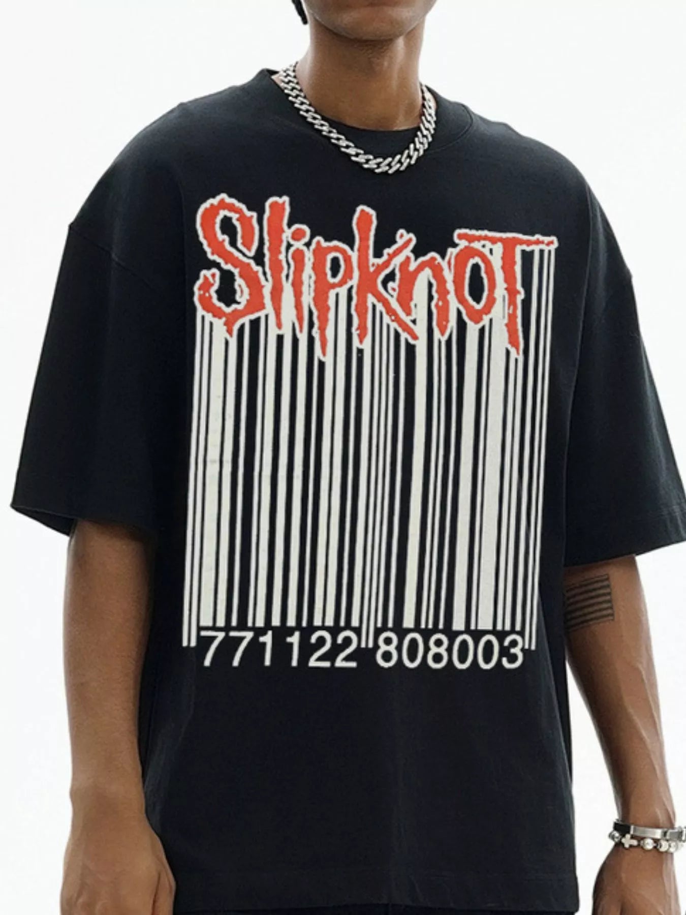 Men's Slipknot Barcode Graphic Vintage Wash T-Shirt - cas7m
