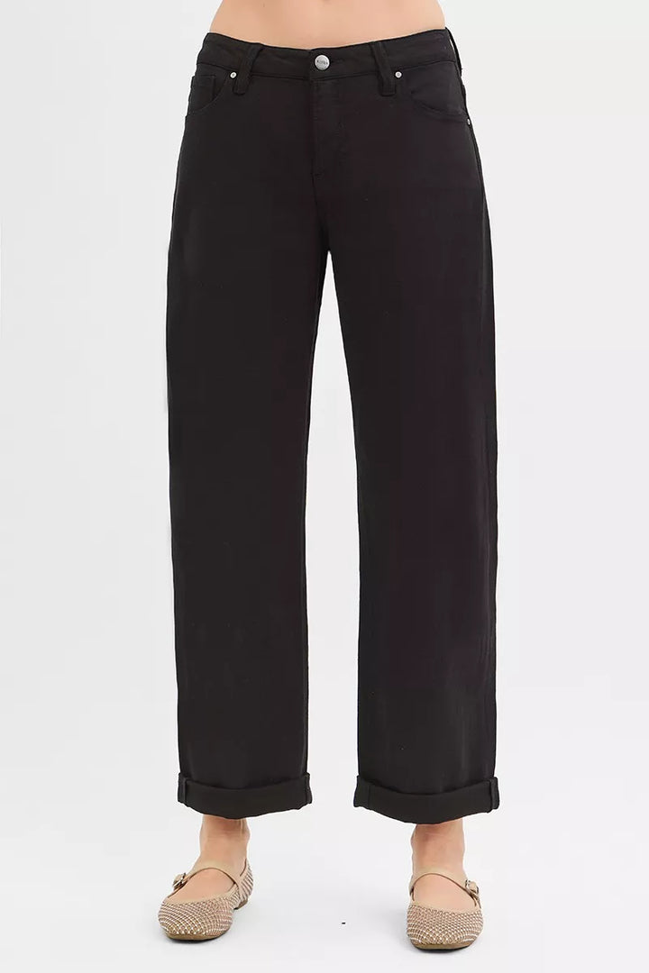 RISEN Tummy Control Mid Rise Ankle Barrel Relaxed Baggy - cas7m