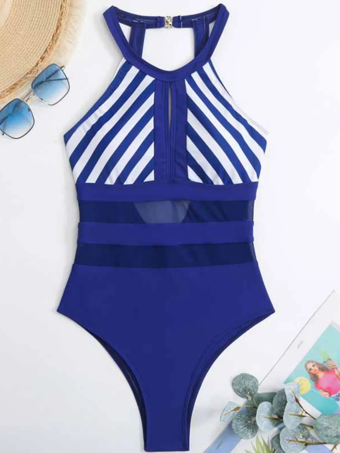 Glamour Mesh Cutout Backless Dress with Removable Padding - cas7m