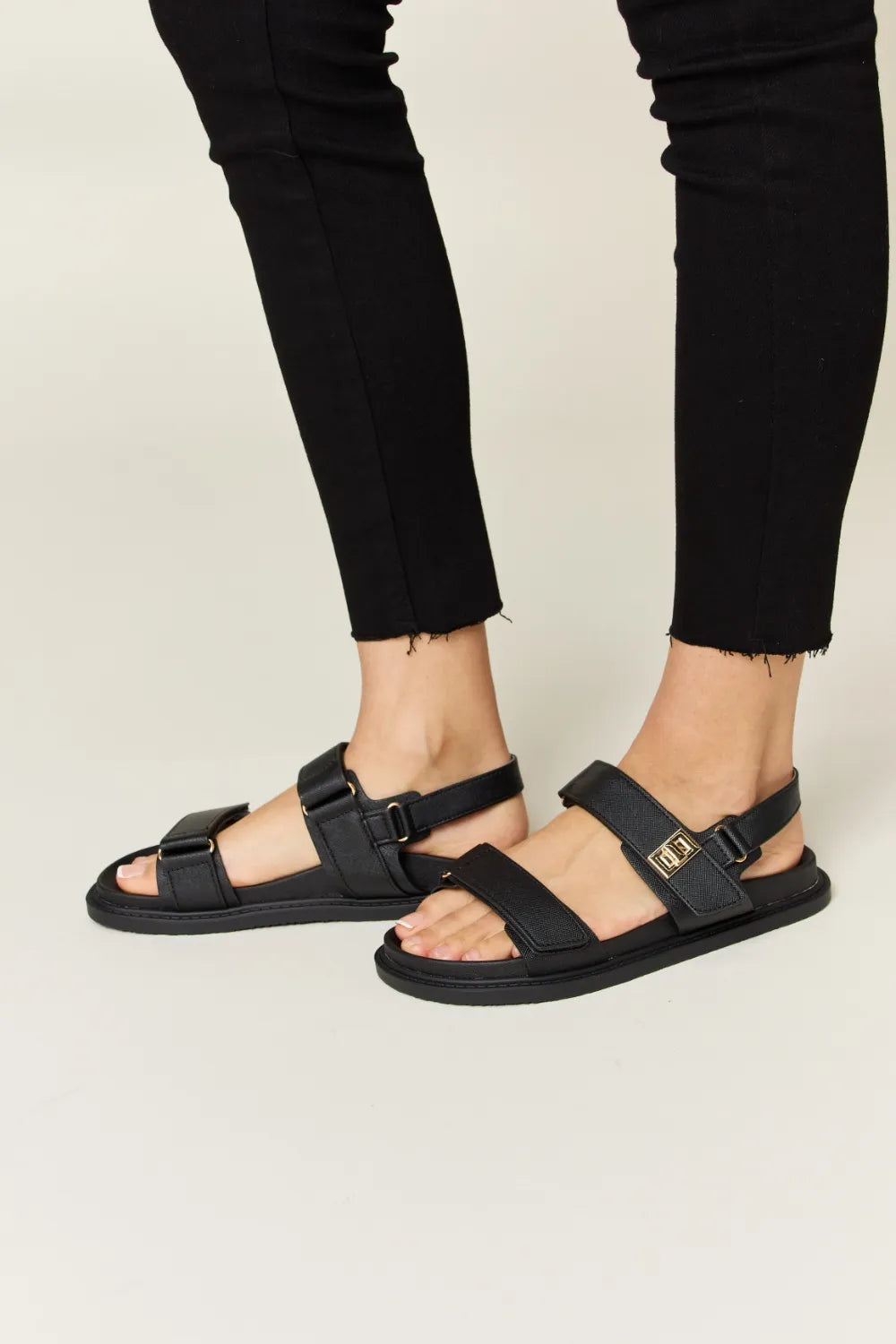 WILD DIVA Velcro Double Strap Slingback Sandals - cas7m