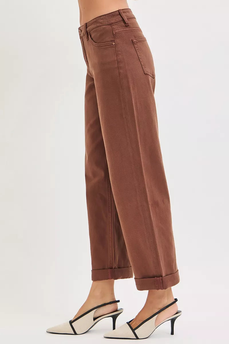 RISEN Full Size Tummy Control Mid Rise Ankle Barrel Baggy Plus Size - cas7m