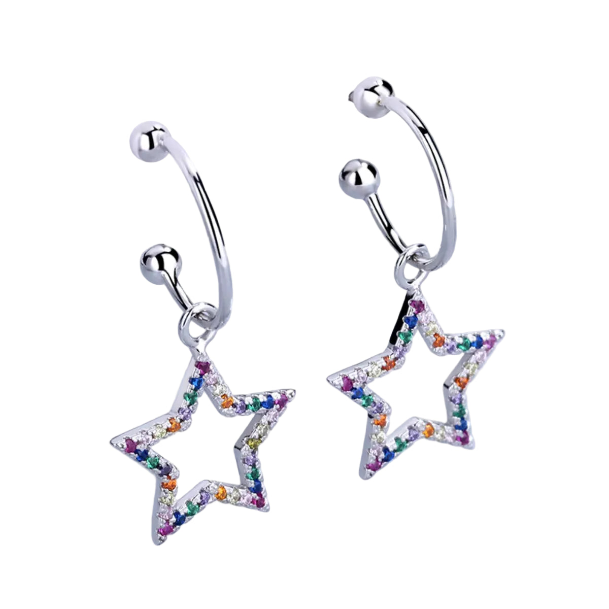 Star C-Hoop Dangle Earrings - cas7m