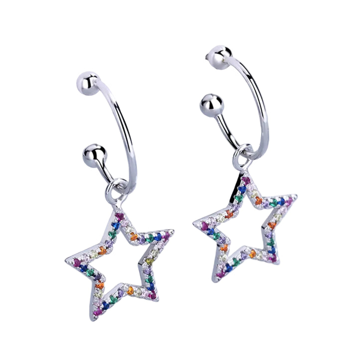 Star C-Hoop Dangle Earrings - cas7m