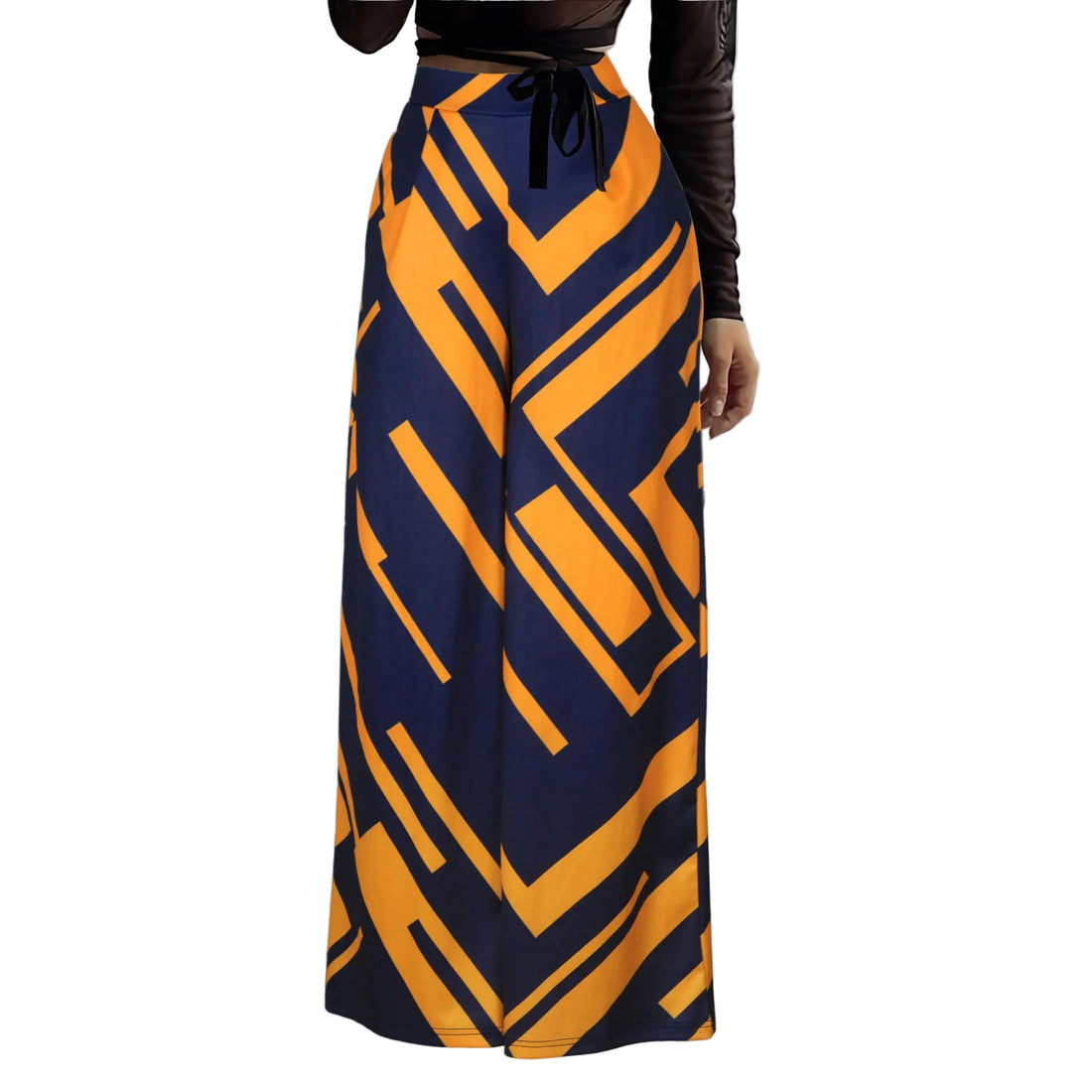 Loose High Waist Wide Leg Printed Straight Casual Pants - cas7m