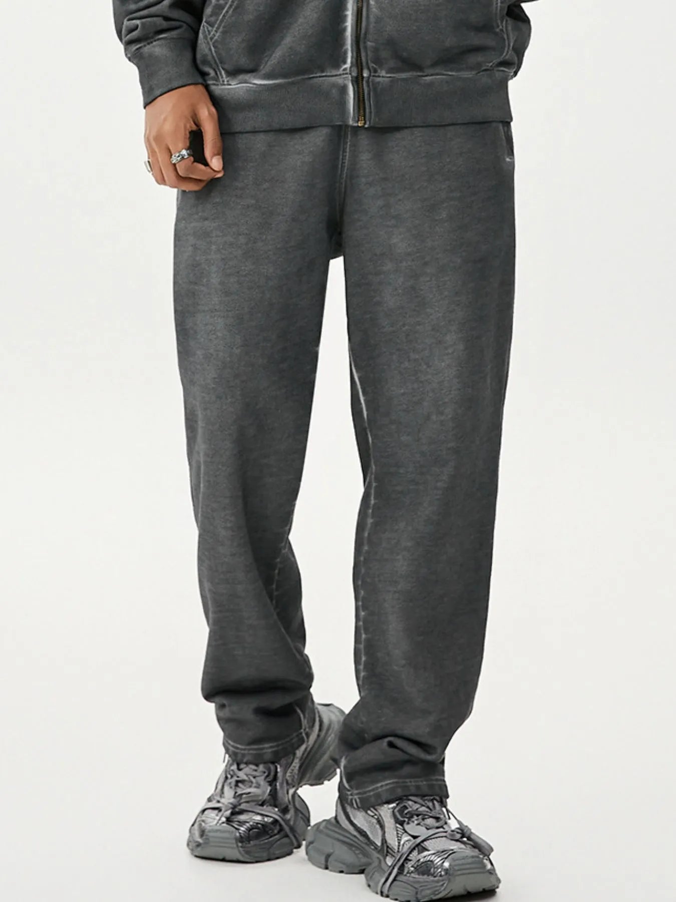 Men's Drawstring Washed Straight Sweatpants - cas7m