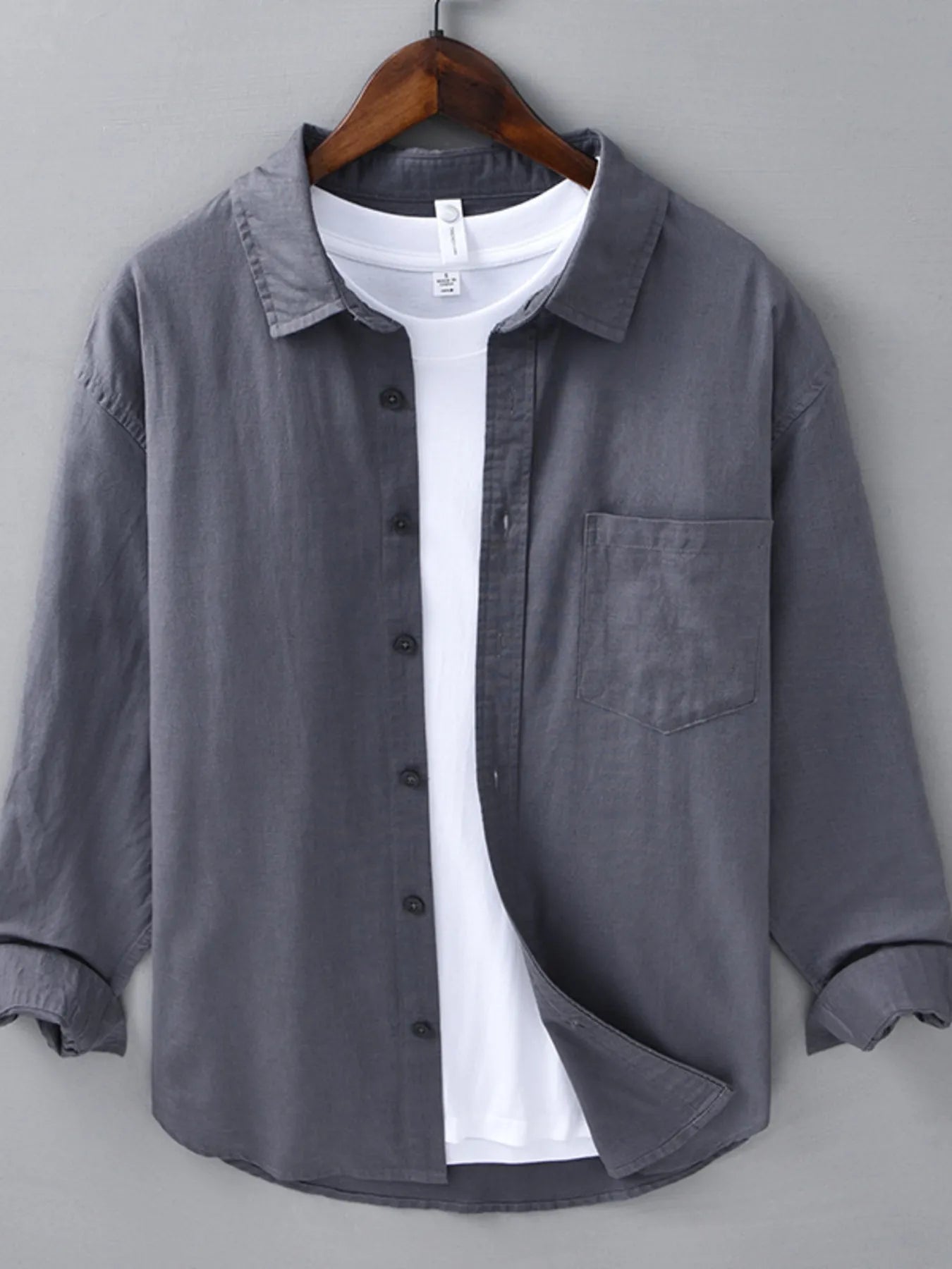 Men's Plus Size Button Up Long Sleeve Shirt - cas7m