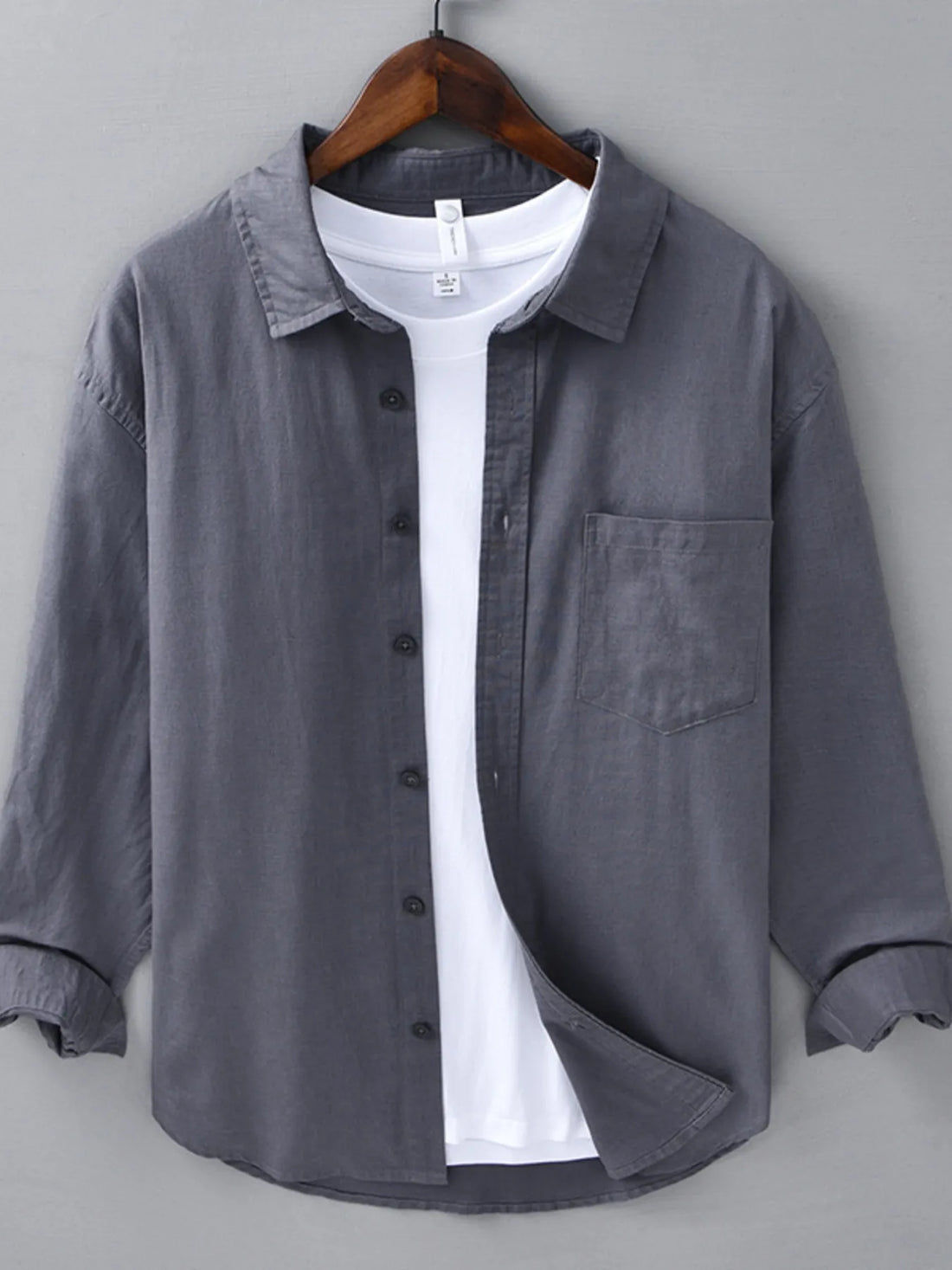 Men's Plus Size Button Up Long Sleeve Shirt - cas7m
