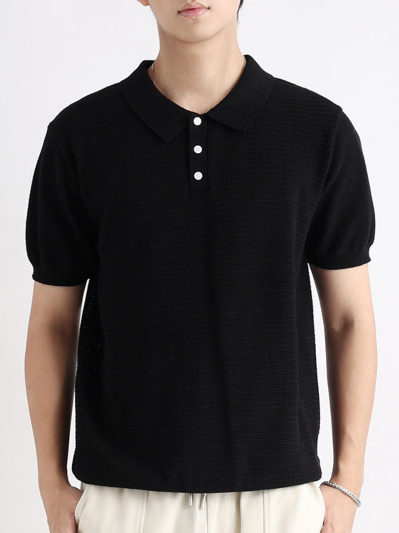 Men's Plus Size Button Detail Short Sleeve Polo - cas7m