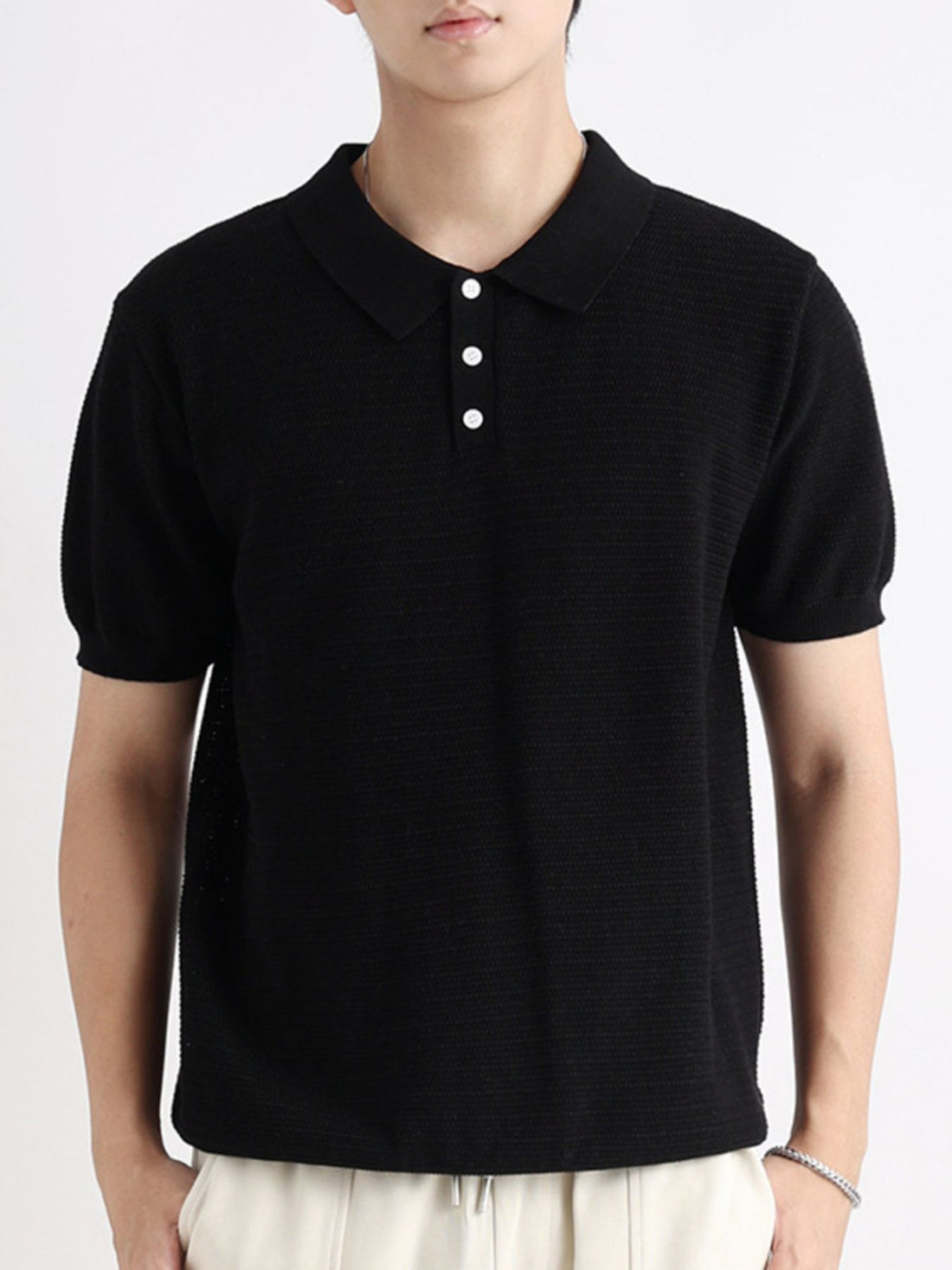 Men's Plus Size Button Detail Short Sleeve Polo - cas7m