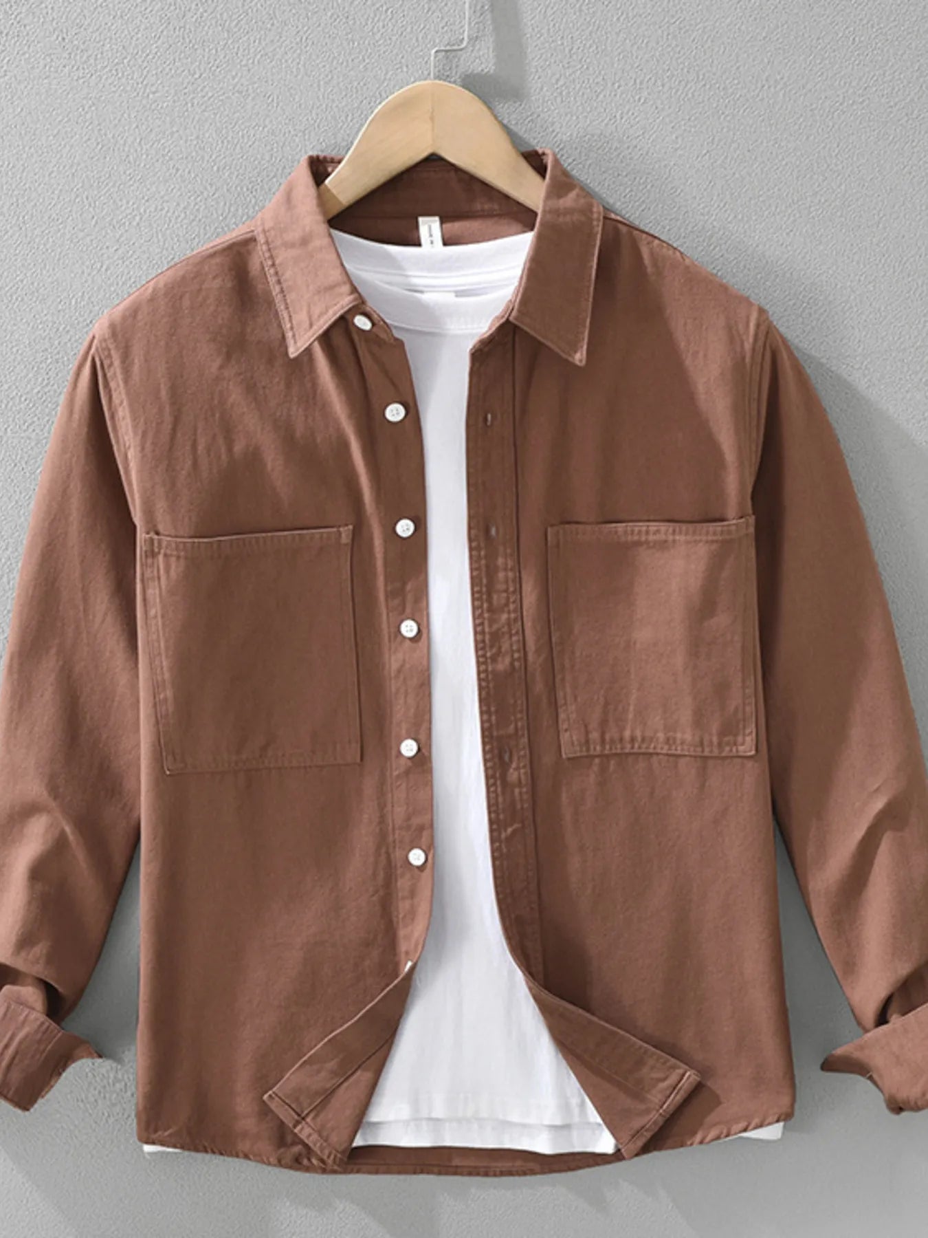 Men's Plus Size Button Detail Long Sleeve Shirt - cas7m