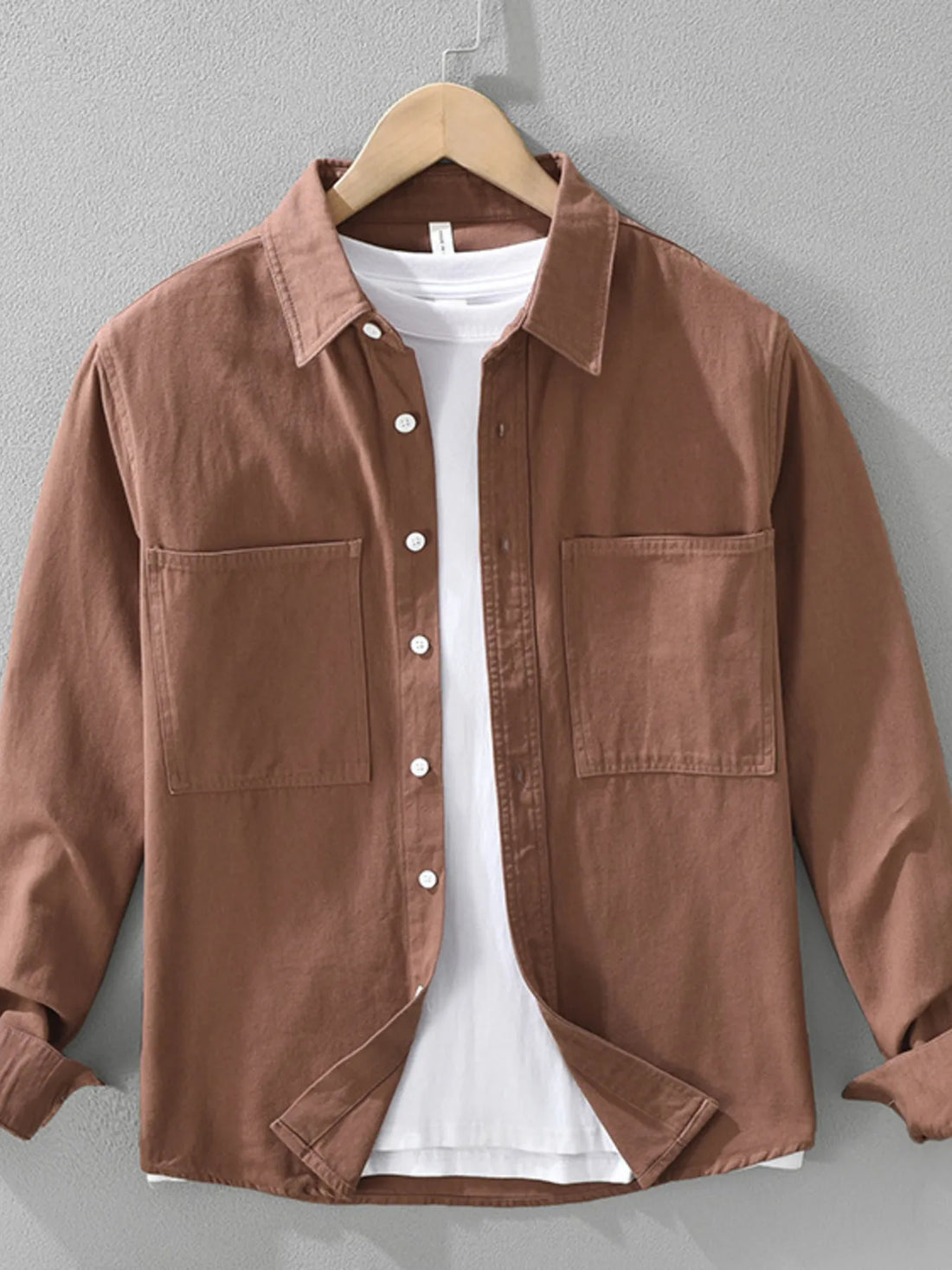 Men's Plus Size Button Detail Long Sleeve Shirt - cas7m