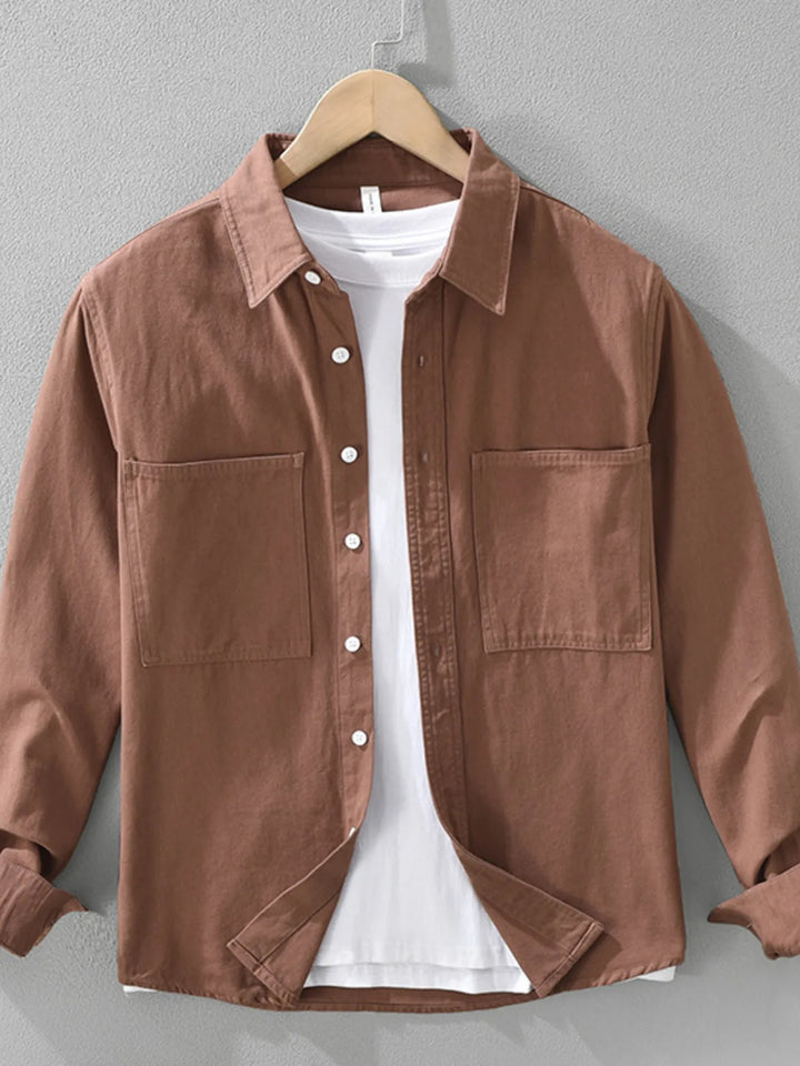 Men's Plus Size Button Detail Long Sleeve Shirt - cas7m