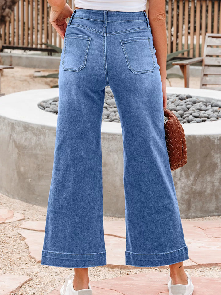 High-Waisted Wide Leg Flare Jeans - cas7m