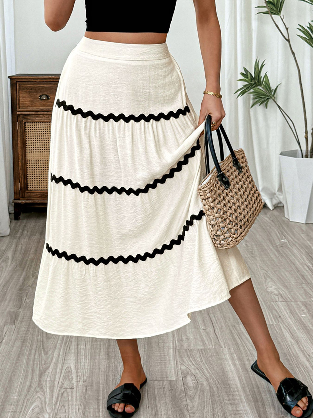 Tiered Flowy Midi Skirt - cas7m