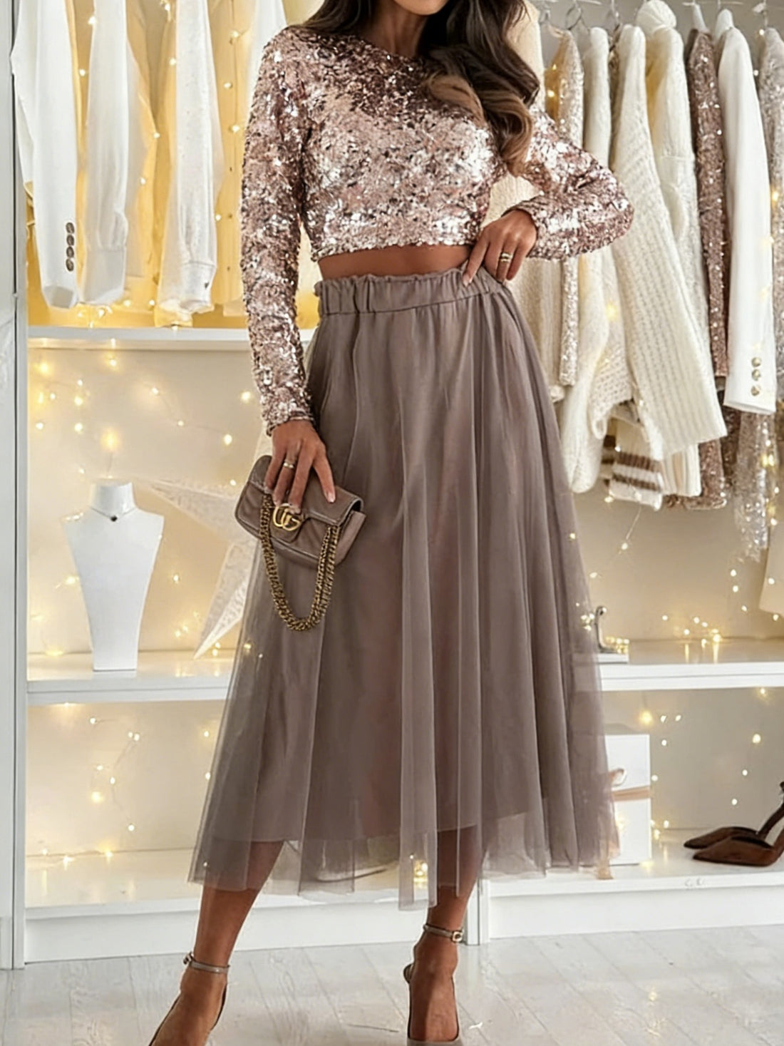 Tulle A-Line Midi Skirt - cas7m