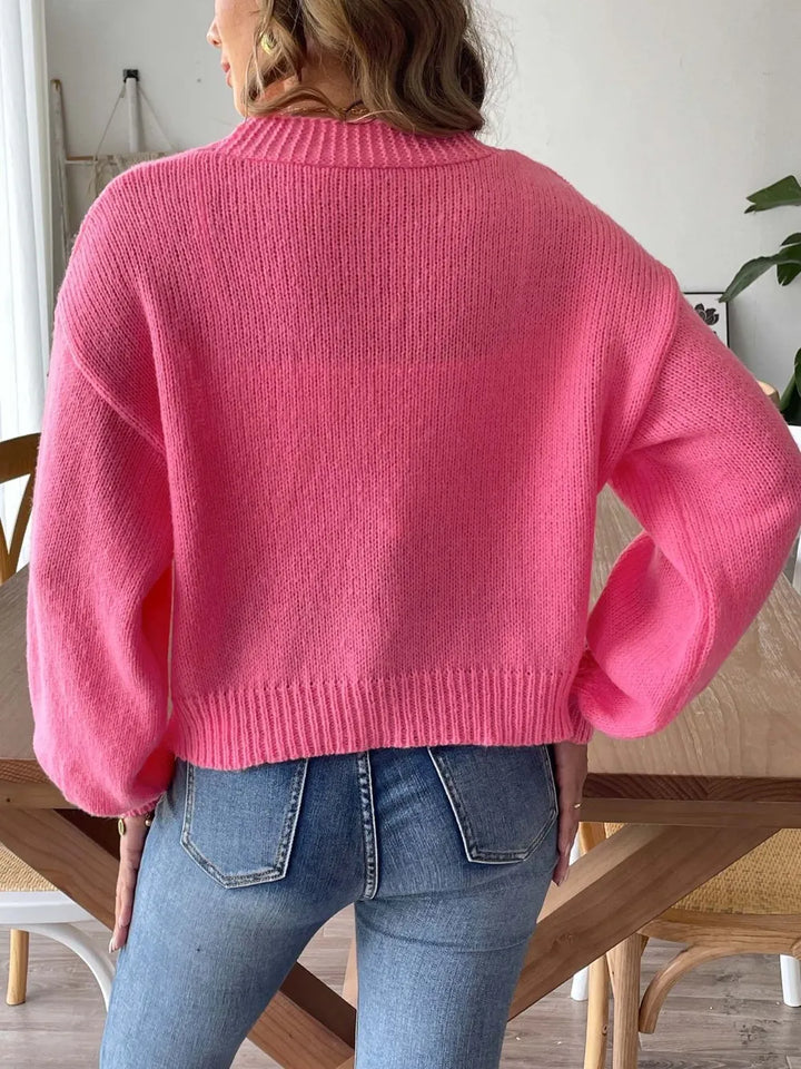 Pearl Open Front Long Sleeve Cardigan - cas7m