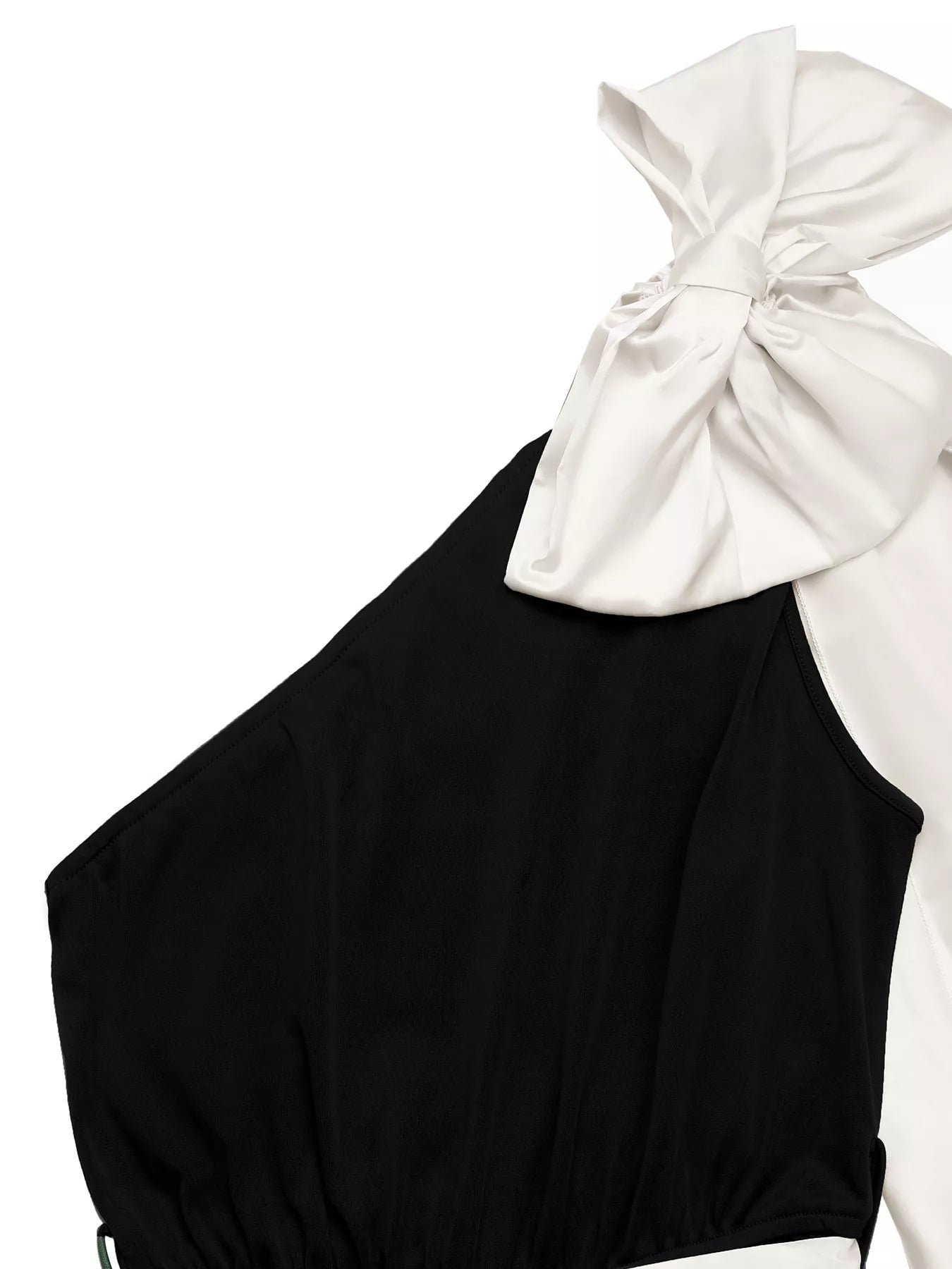 One-Shoulder Bowknot Wide Leg Jumpsuit - cas7m