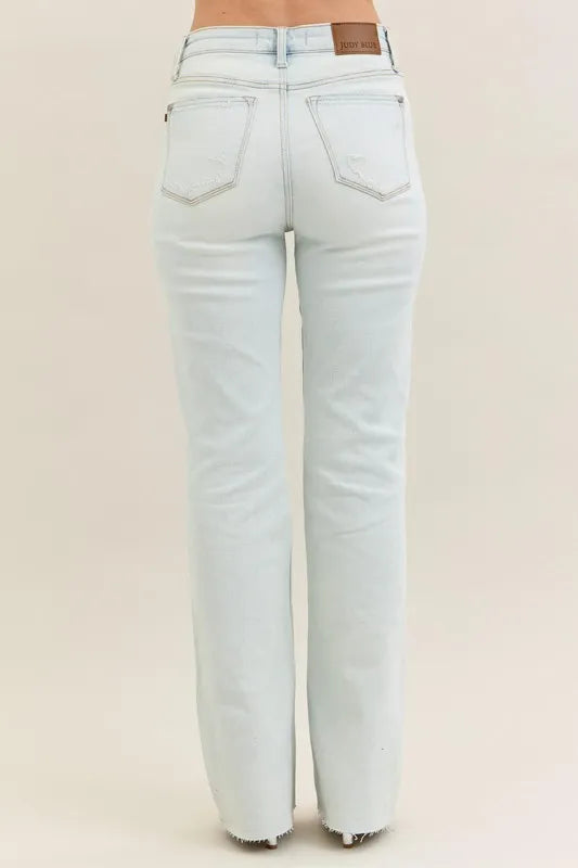 Judy Blue Full Size Destroy & Fray Hem Bootcut Jeans Plus Size - cas7m