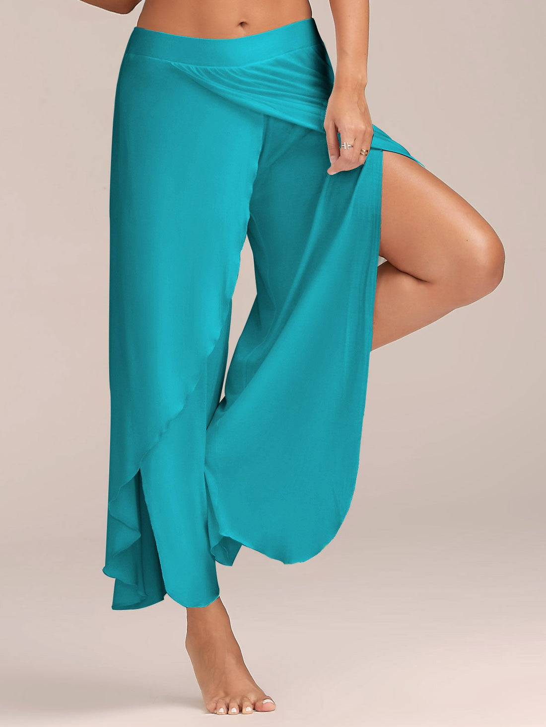 Wide Leg Split Harem Pants - cas7m