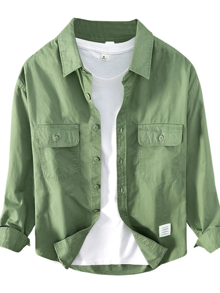 Men's Plus Size Button Up Long Sleeve Shirt - cas7m