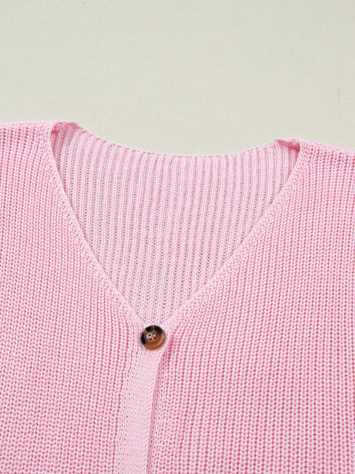 Solid Color Knit V Neck Button Front Sweater Vest - cas7m