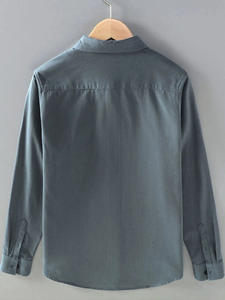 Men's Plus Size Button Up Long Sleeve Shirt - cas7m