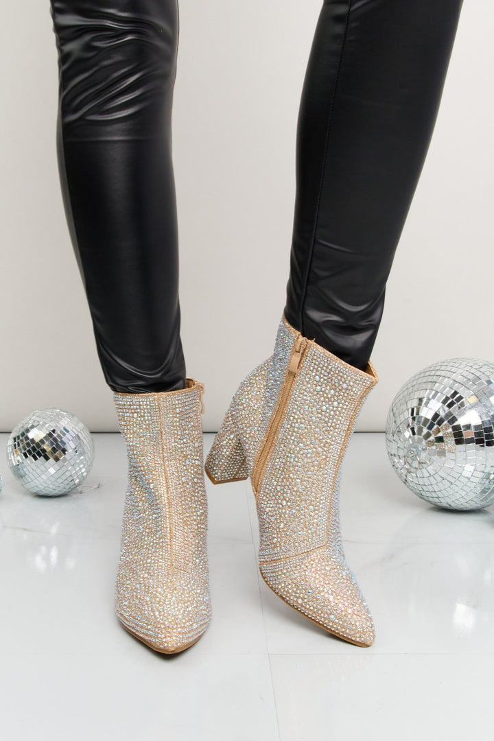 Forever Link Rhinestone Pointed Toe Booties - cas7m