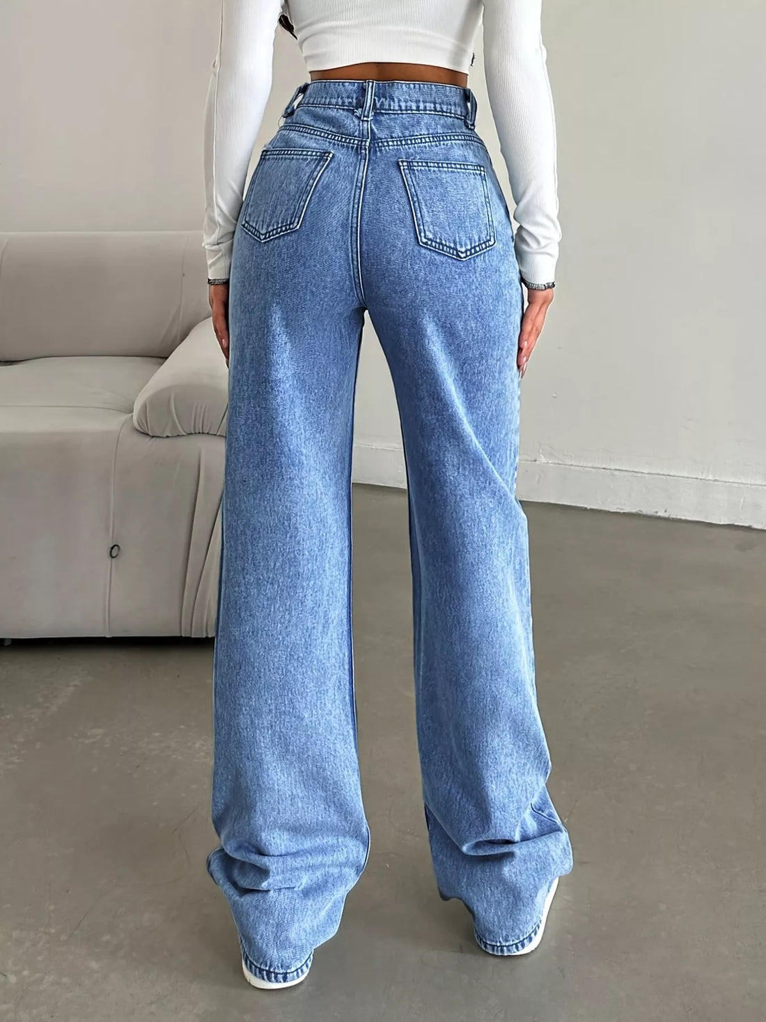 High-Waisted Wide Leg Jeans - cas7m
