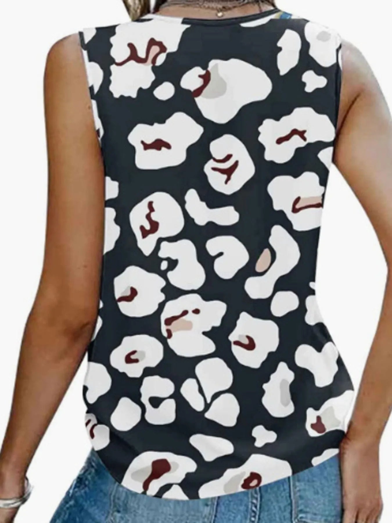 Printed V-Neck Tank - cas7m
