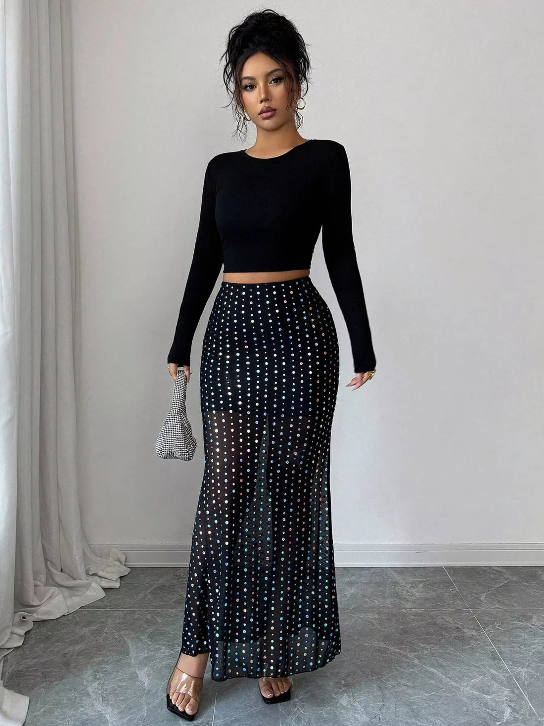 Polka Dot Maxi Skirt - cas7m