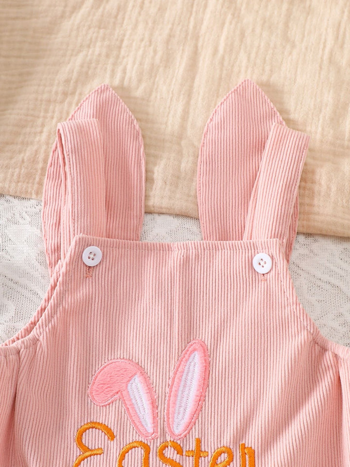 Children's Easter Bunny Embroidered Corduroy Overalls - cas7m