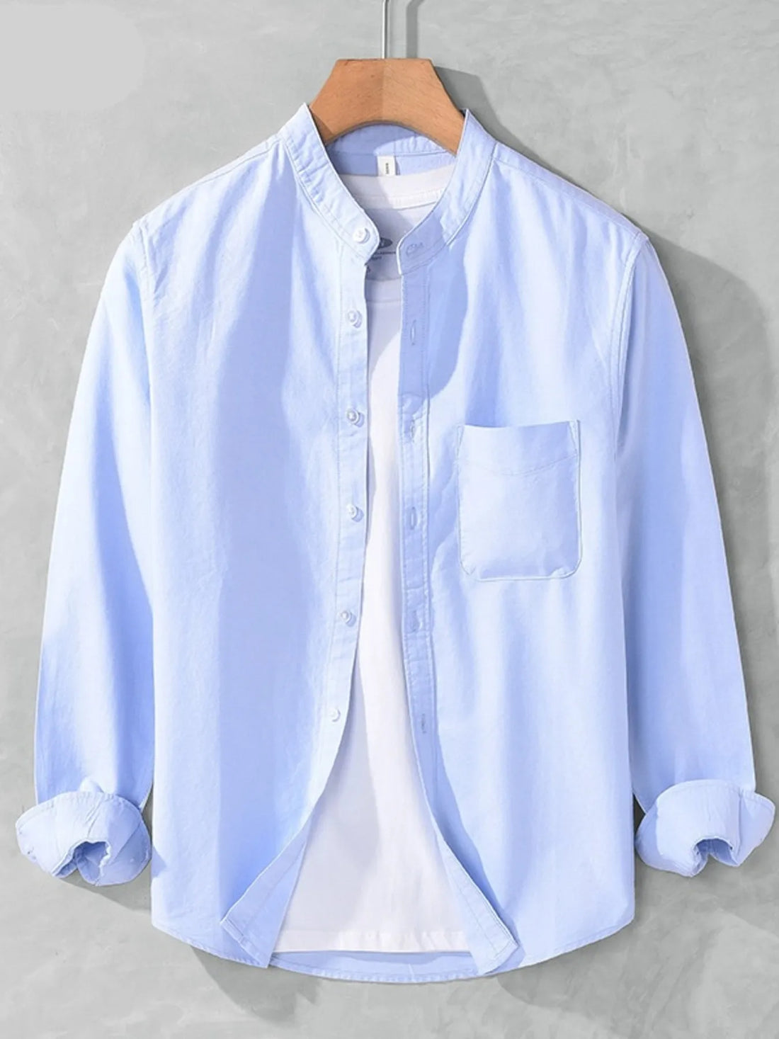 Men's Plus Size Button Up Long Sleeve Shirt - cas7m