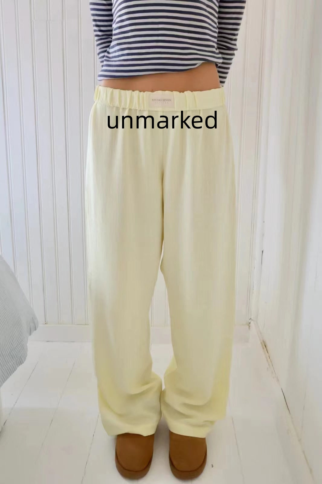 Fashion Y2K Striped Straight Trousers Summer Elastic High Waist Wide Leg Pants For Women - cas7m