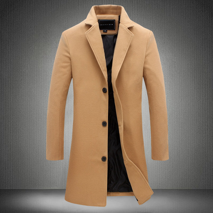 Autumn And Winter New Mens Solid Color Casual Business Woolen Coats - cas7m