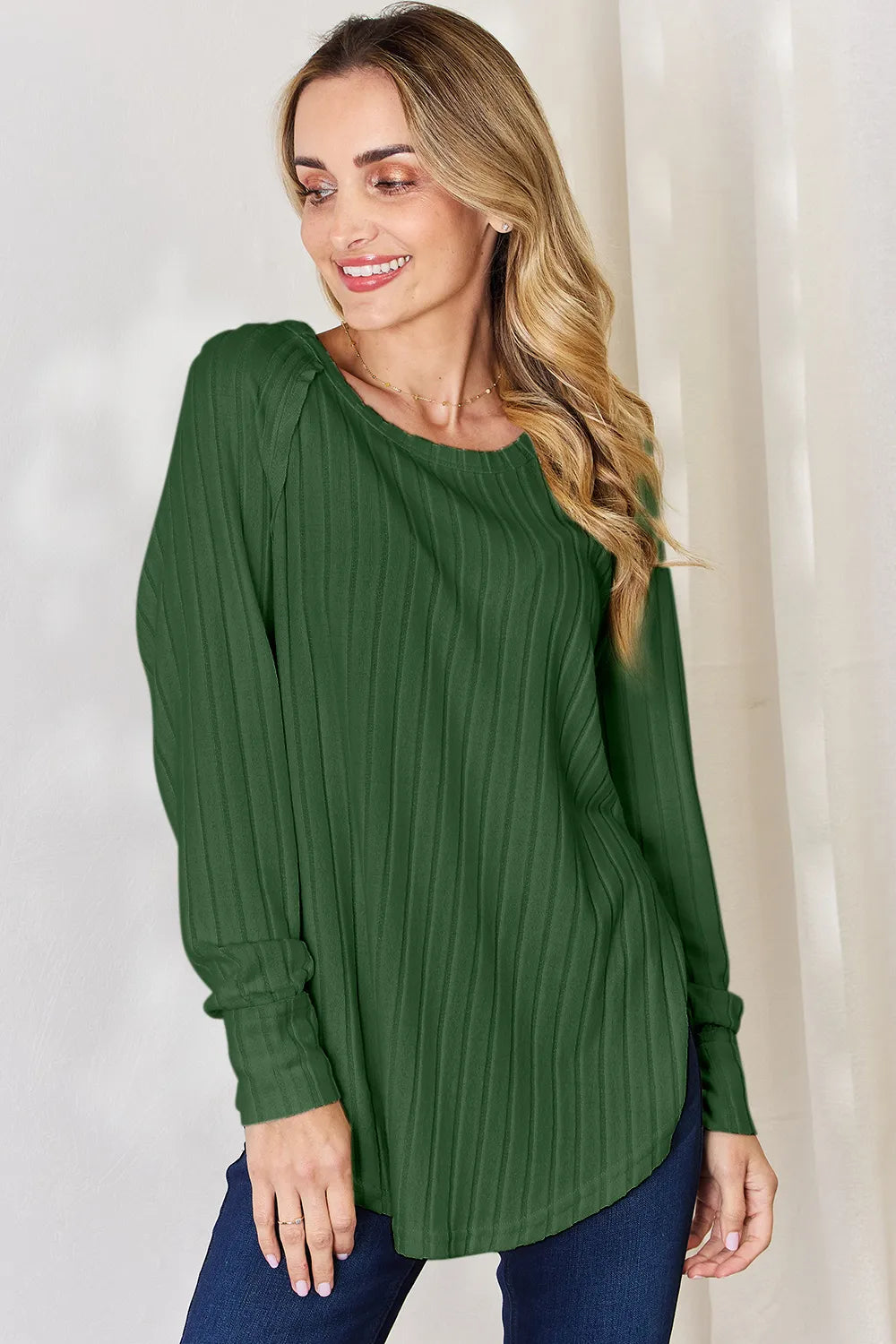 Ribbed Basic Stretch Top – Versatile & Comfy Poly Blend - cas7m
