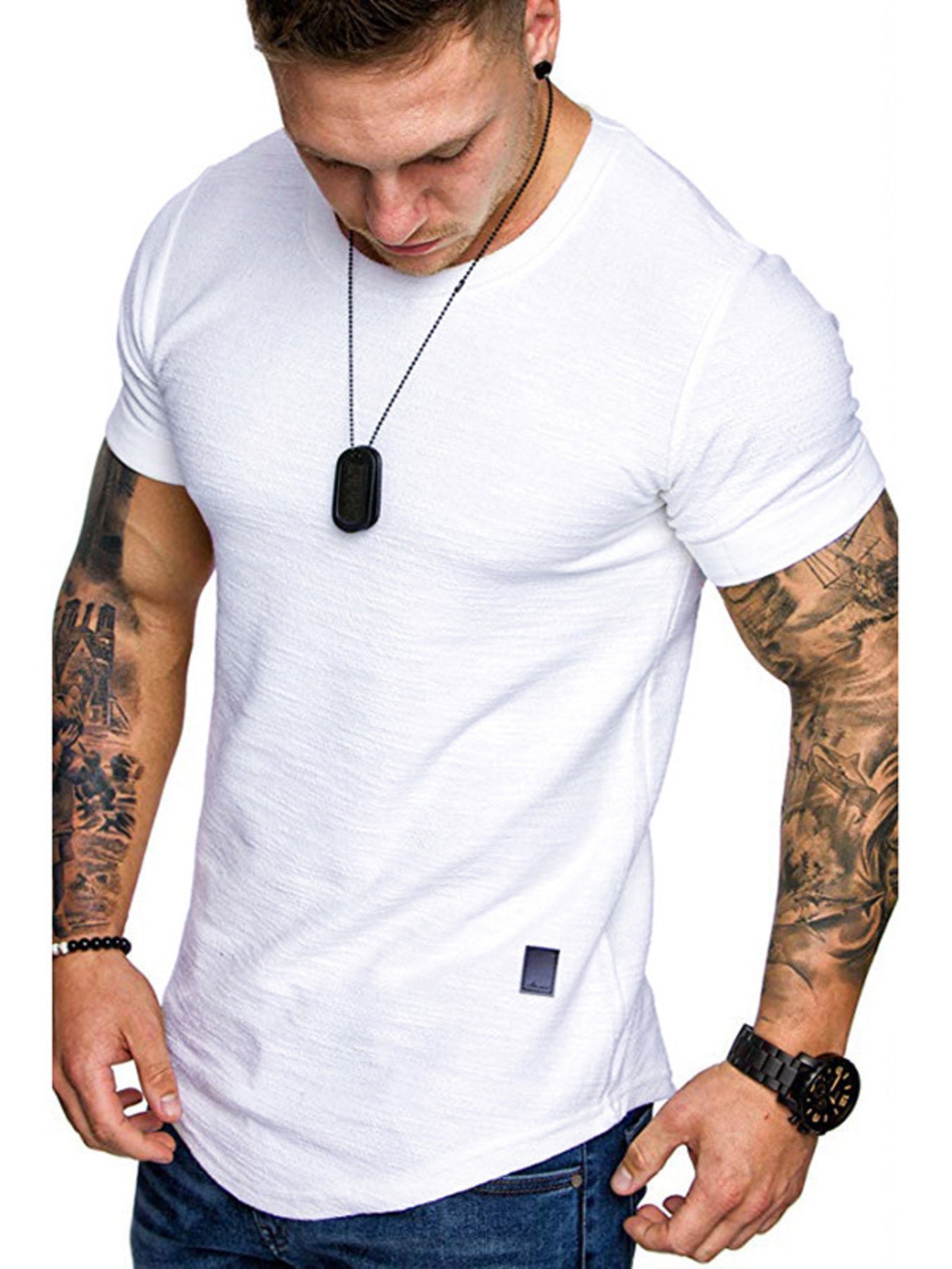 Men's Round Neck Slim Fit Casual T-Shirt - cas7m