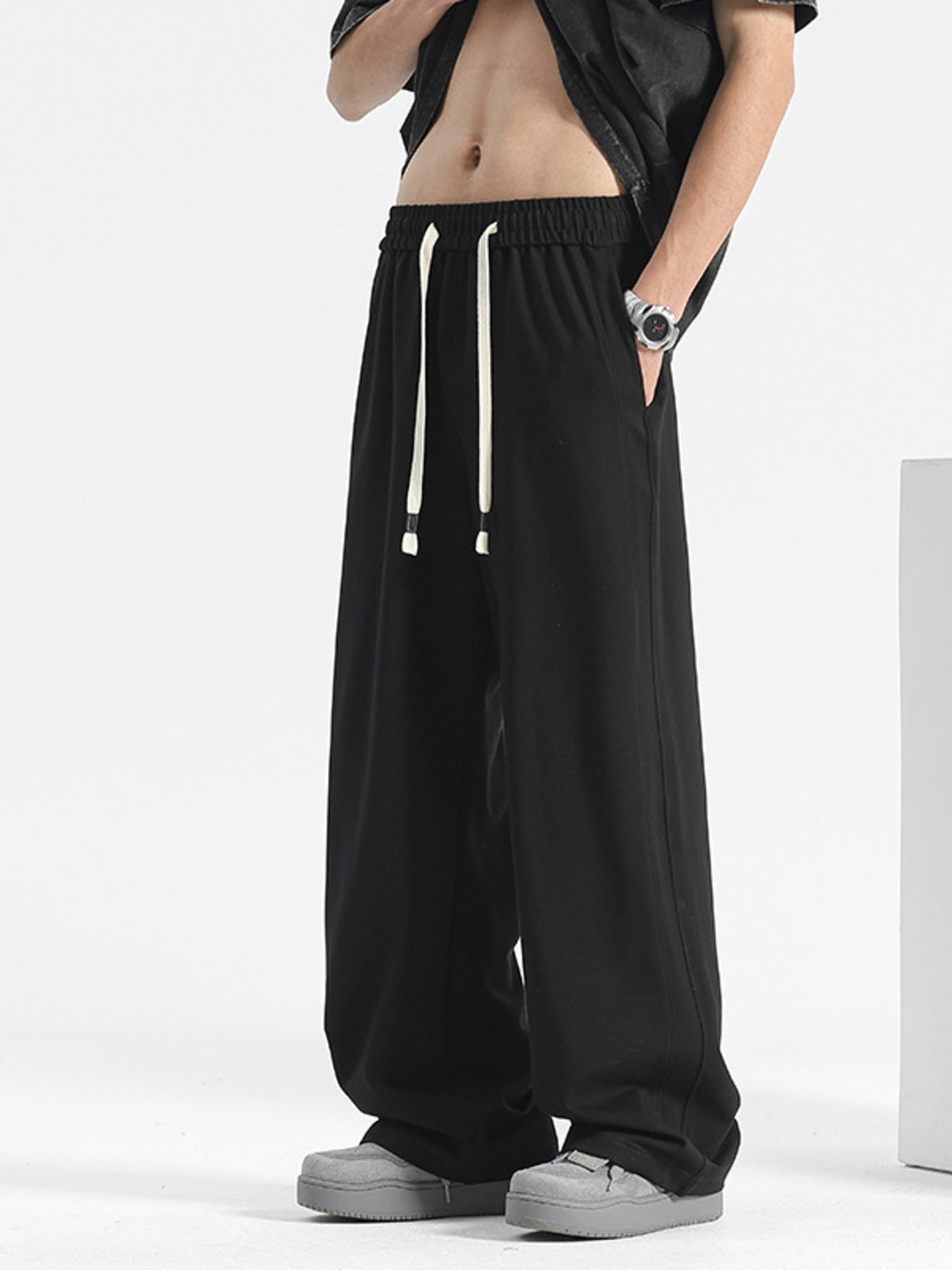 Men's Plus Size Casual Loose-Fit Drawstring Pants - cas7m