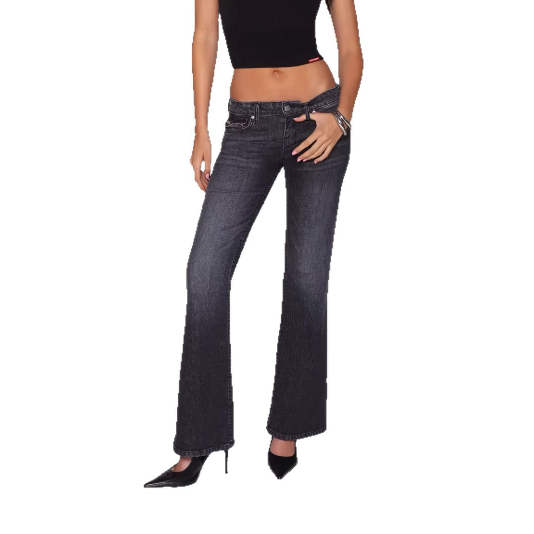 Womens Relaxed-fit Straight-leg Low-rise Bootcut Jeans - cas7m
