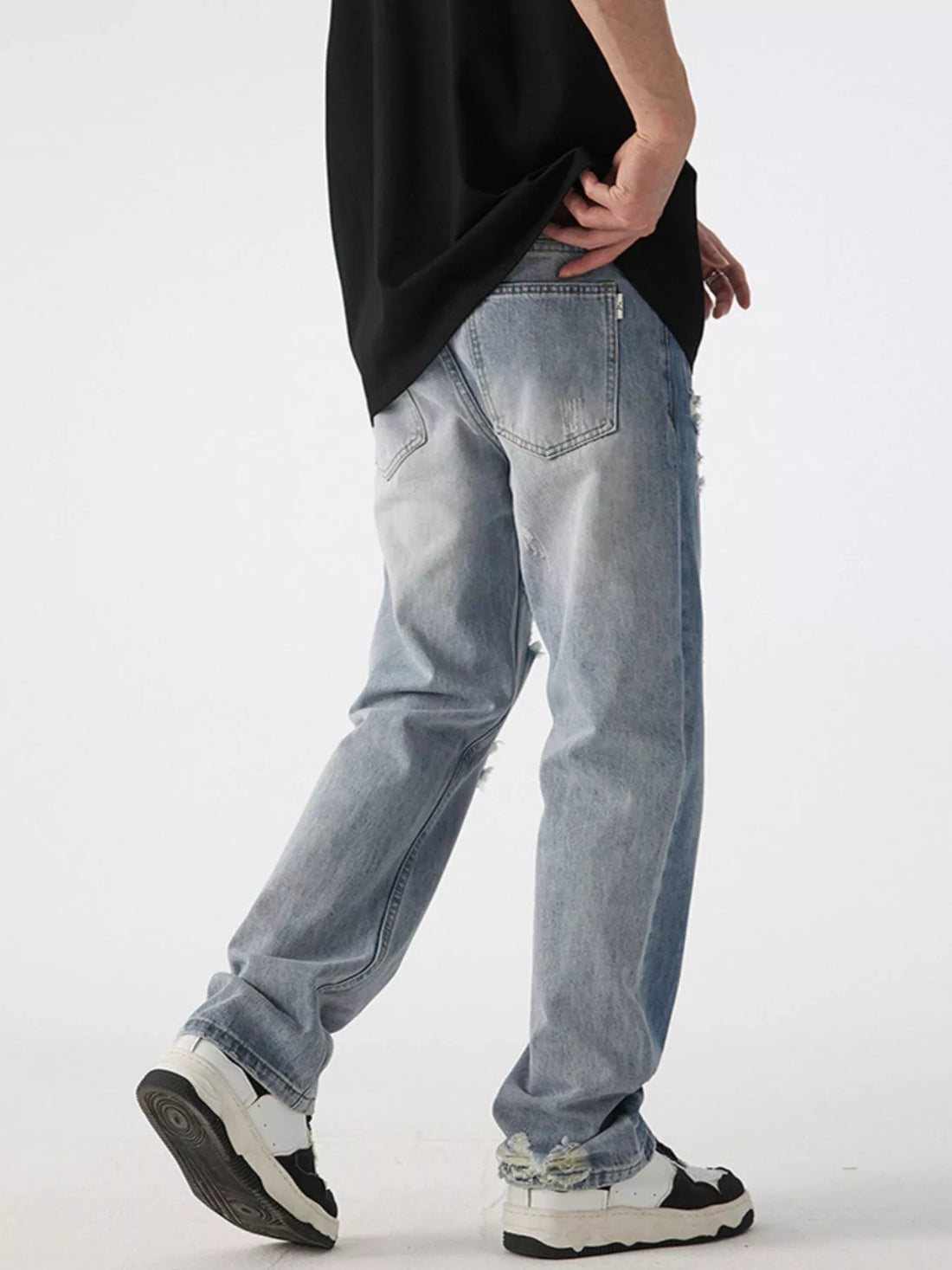 Men's Distressed Wide Leg Jeans - cas7m