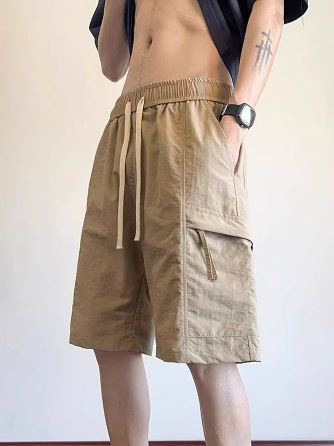 Men's Plus Size Drawstring Relaxed Fit Cargo Shorts - cas7m