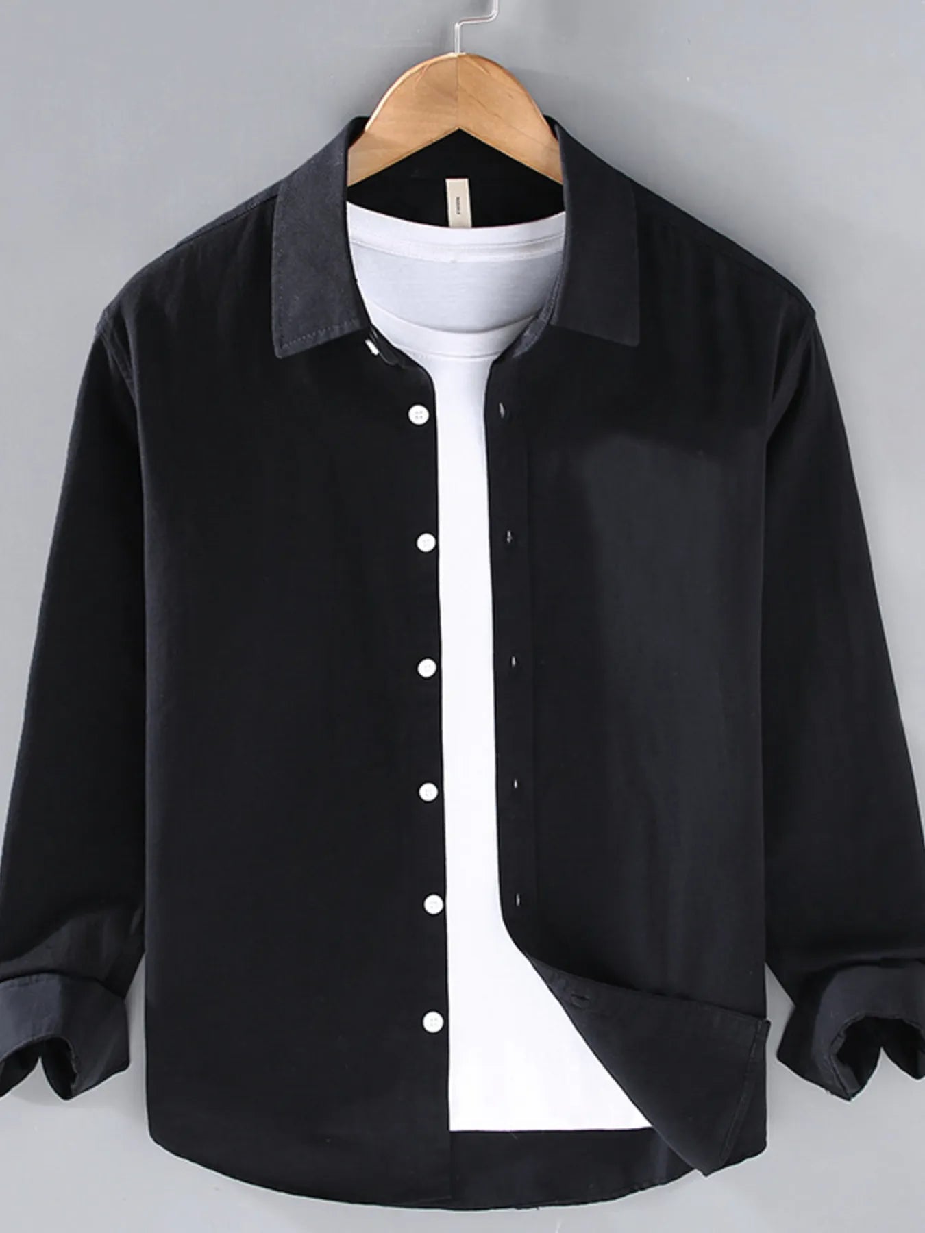 Men's Plus Size Button Up Long Sleeve Shirt - cas7m