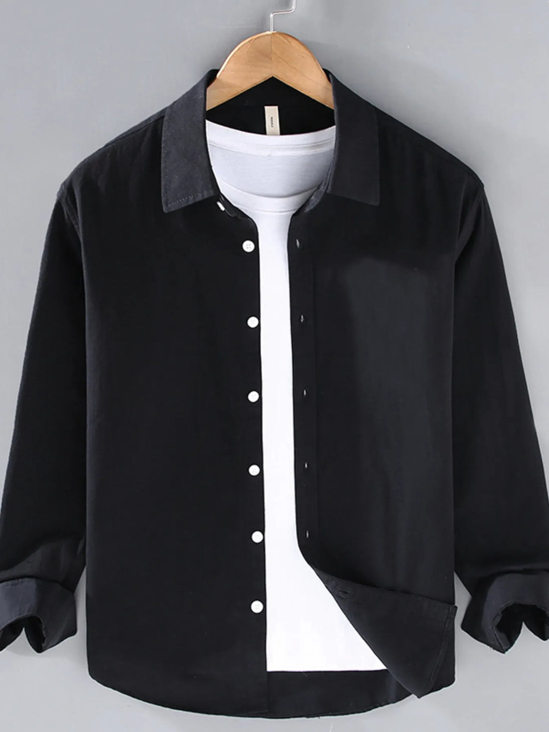 Men's Plus Size Button Up Long Sleeve Shirt - cas7m