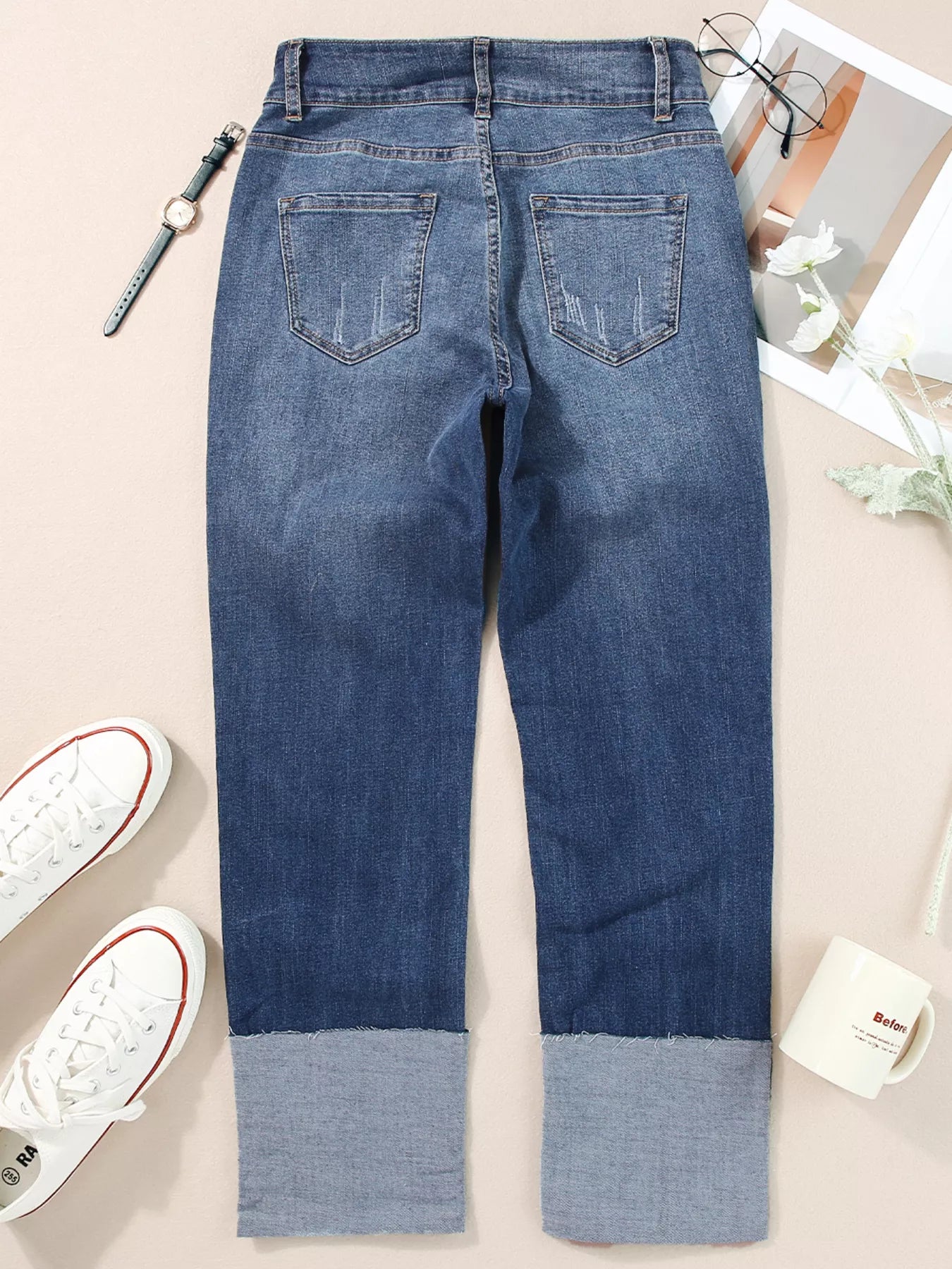 Vintage Stretch Distressed Denim Jeans - Comfort & Style - cas7m