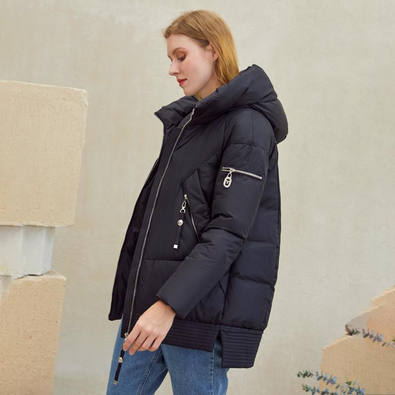 Casual hooded women winter coat parka Zipper pocket padded jacket coat - cas7m