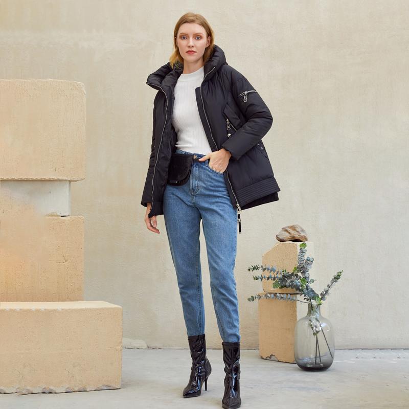 Casual hooded women winter coat parka Zipper pocket padded jacket coat - cas7m