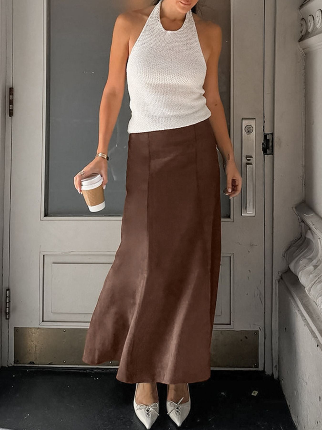 Suede Midi Skirt - cas7m