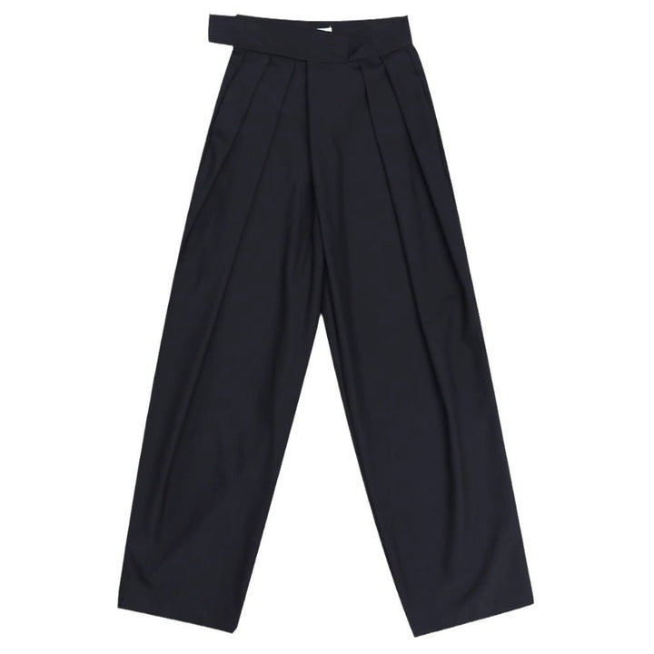 Black Suit Draping Casual Wide-leg Pants - cas7m