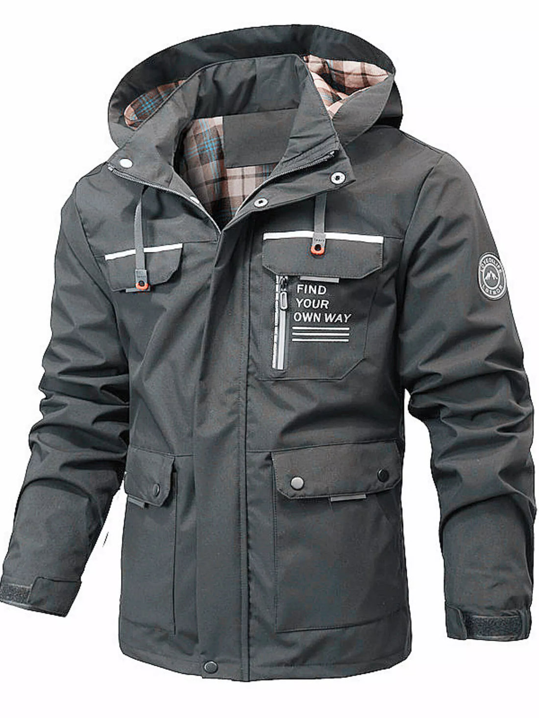 Men's Plus Size Hooded Outdoor Windproof Coat - cas7m